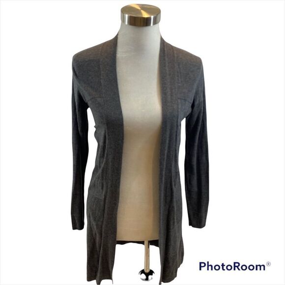 August Silk Grey Open Front Cardigan Sweater Size Small - Picture 2 of 11